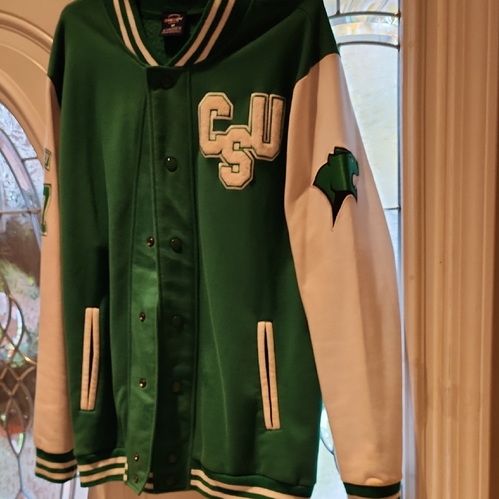 Green and White CSU Varsity Jacket